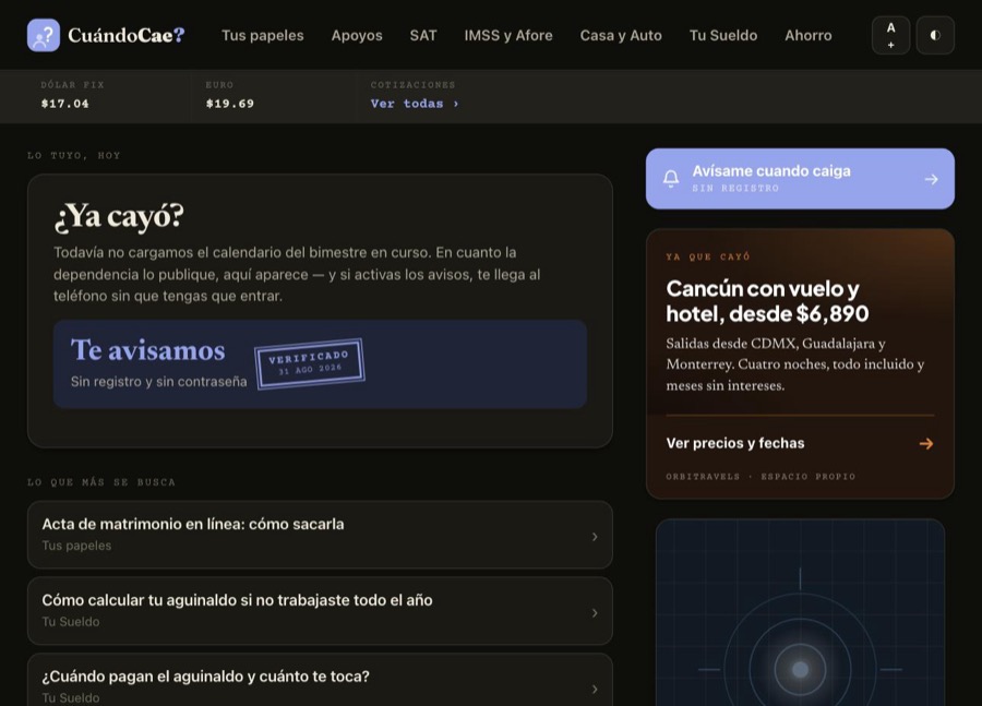 CuándoCae, sitio de trámites y fechas